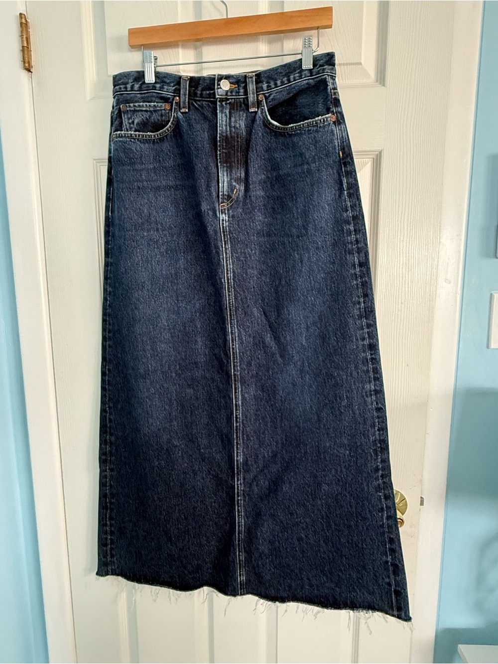 Agolde Hilla Denim Skirt Pathway NEW Sample Style Size 27